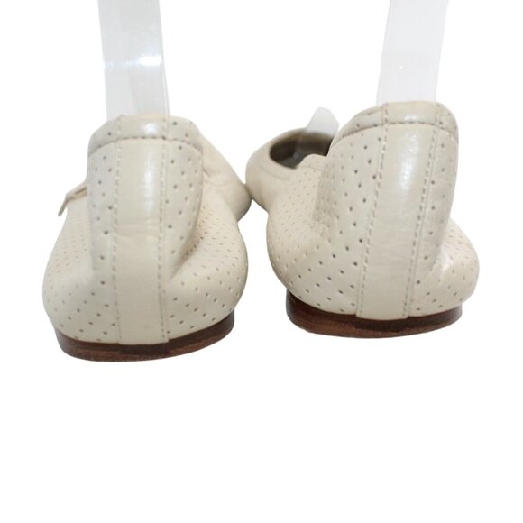 Kimel Design Studio Womens 8.5M Beige Leather Small Dot Pattern Bow Ballet Flats - Picture 8 of 10